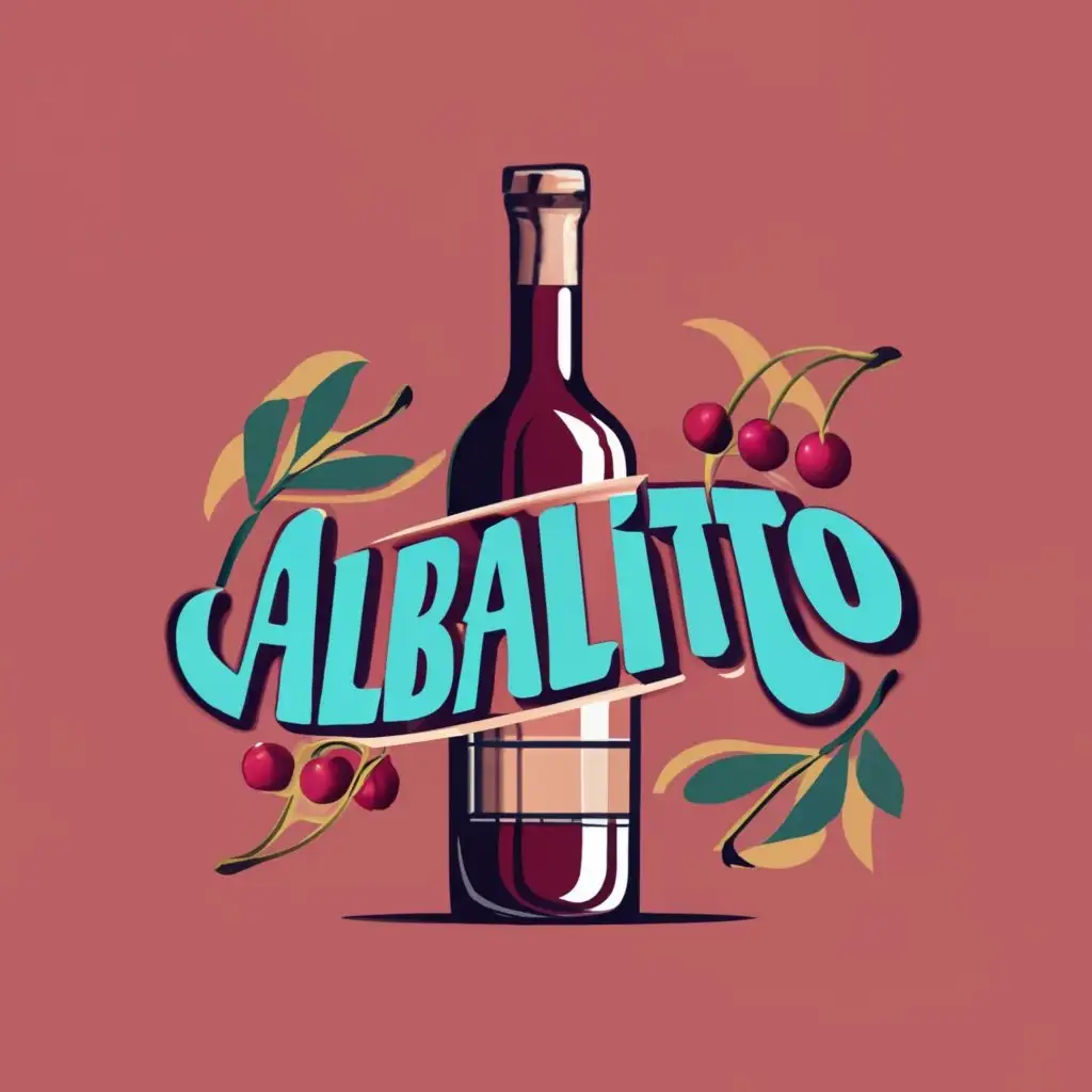 logo, realistic cherry wine, with the text "Albalitto", typography