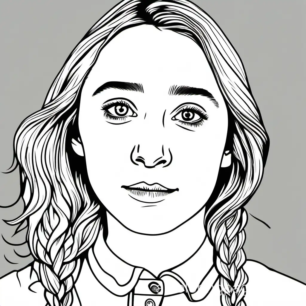 Saoirse Ronan

, Coloring Page, black and white, line art, white background, Simplicity, Ample White Space. The background of the coloring page is plain white to make it easy for young children to color within the lines. The outlines of all the subjects are easy to distinguish, making it simple for kids to color without too much difficulty