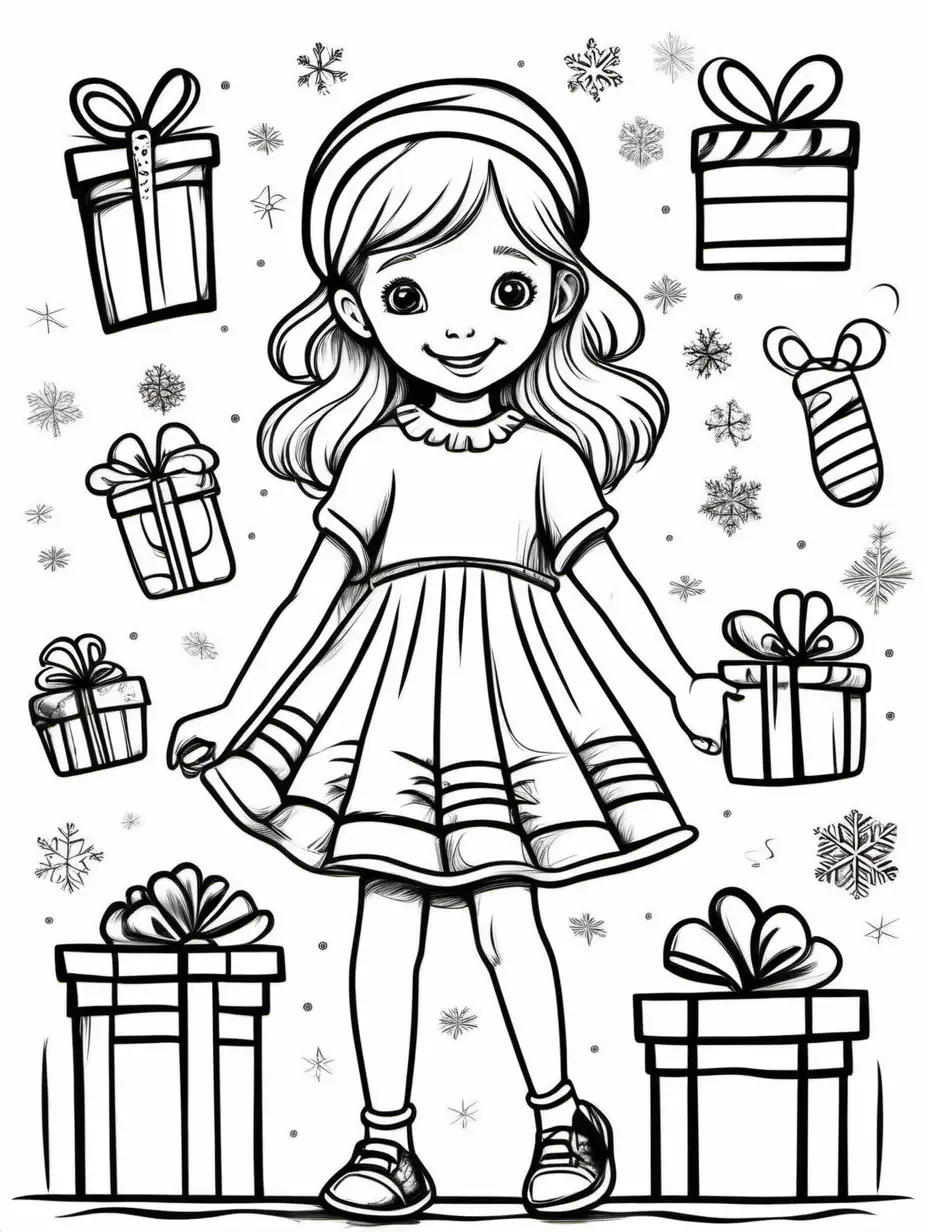 Joyful Christmas Celebration Cute Girl and Santas Festive Gifts