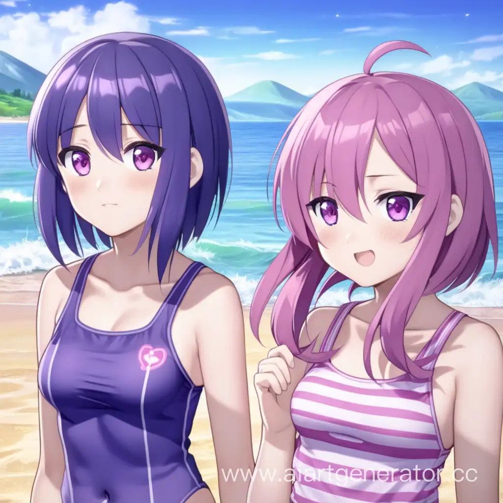 Yuri-and-Natsuki-Doki-Doki-Literature-Club-Swimsuit-Beach-Encounter