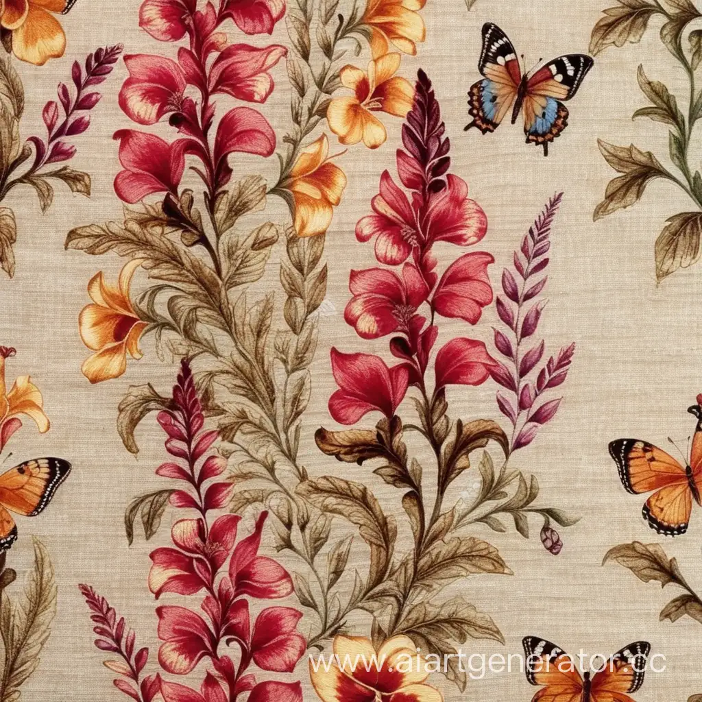 Batik-Flowers-with-Antirrhinum-in-Linen-Theme-and-Butterfly