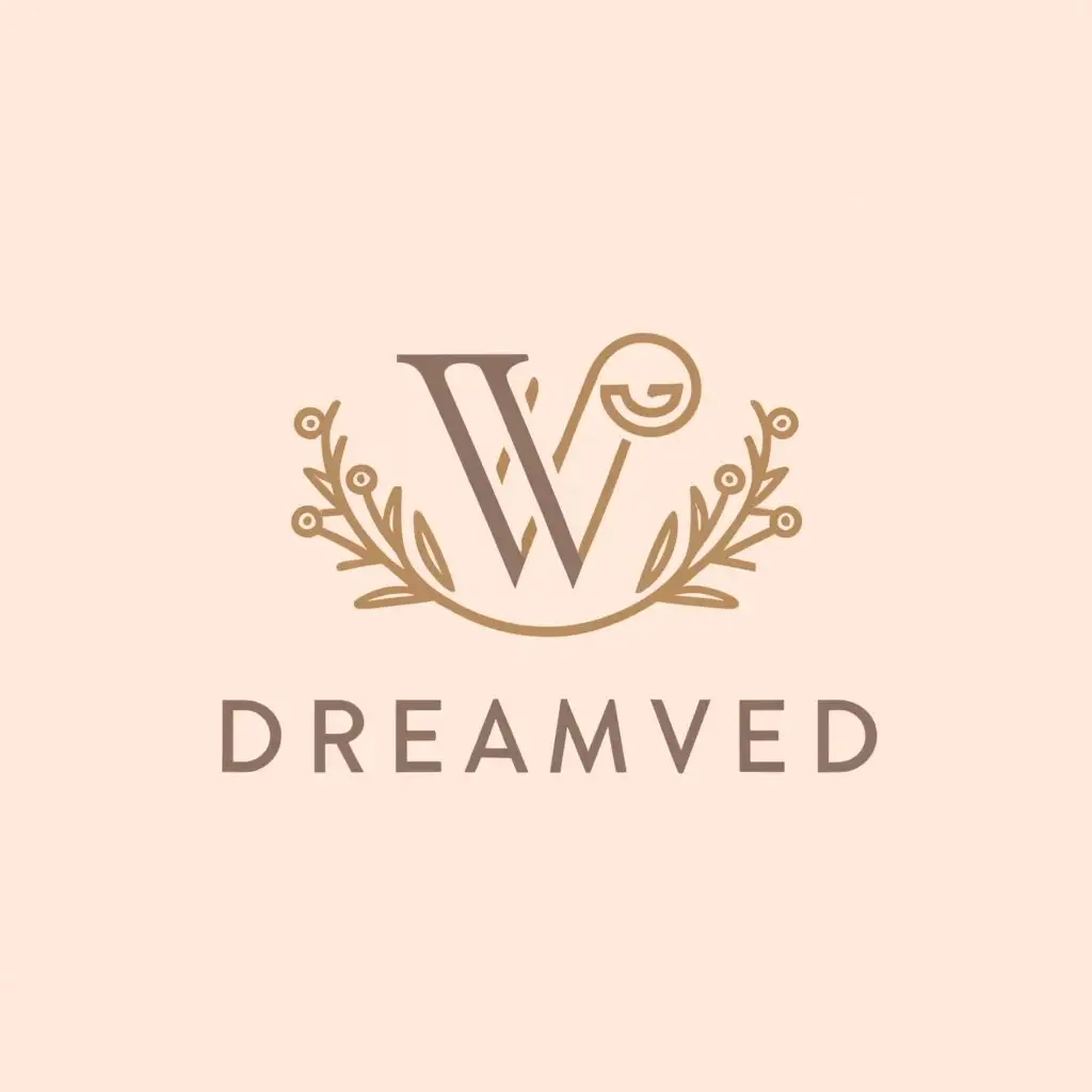 a logo design,with the text "DreamWed", main symbol:“Create a logo for ‘DreamWed’ that embodies classic elegance with a modern twist. Incorporate elements that reflect wedding and event planning, such as subtle floral accents or intertwined rings. The color palette should include soft pastels with a hint of gold for a touch of luxury.”,Moderate,be used in Events industry,clear background
