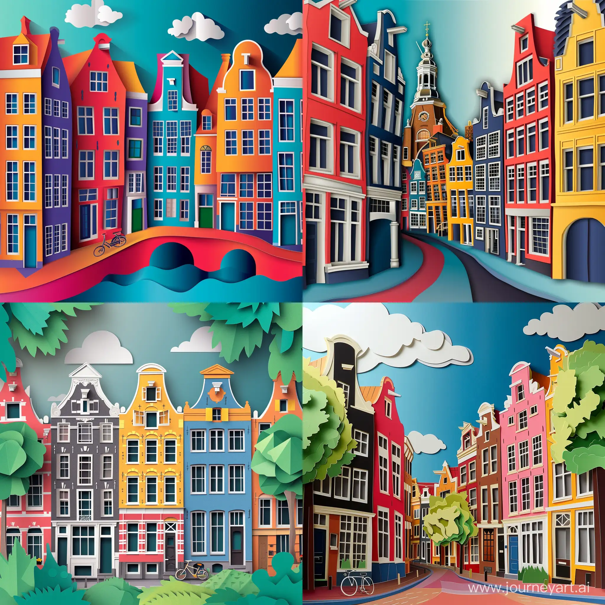 Vibrant-Amsterdam-Street-Cut-Paper-Vector-Art