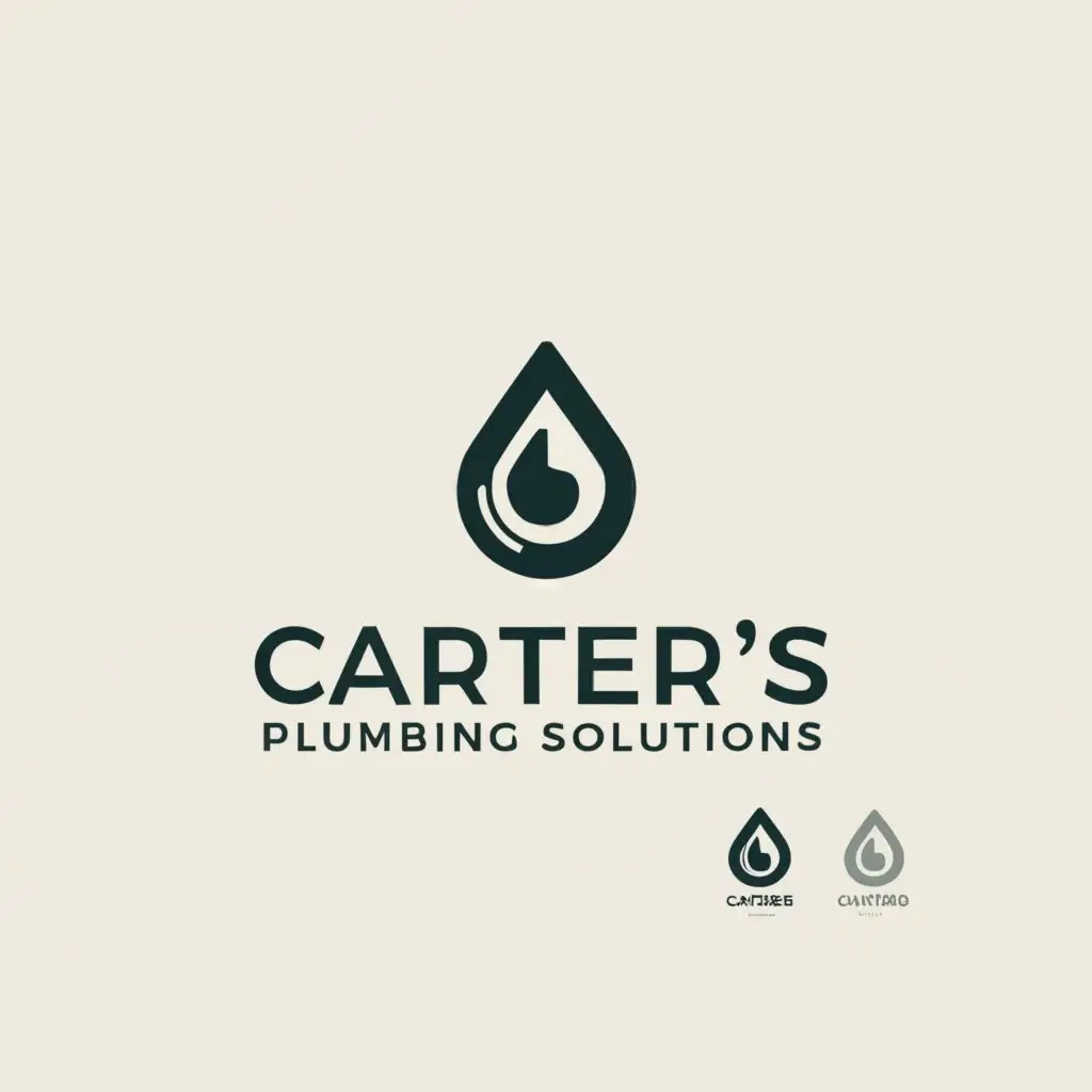 a logo design,with the text "carter's plumbing solutions", main symbol: A sleek, modern logo featuring a stylized water droplet or pipe incorporated with the letter 'C' from 'Carter's'. The design should evoke professionalism and reliability while maintaining a sense of approachability. ,Minimalistic,be used in Construction industry,clear background
