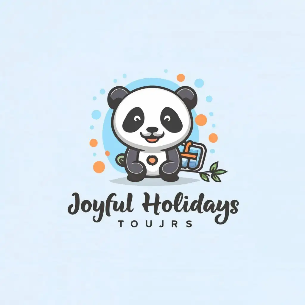 a logo design,with the text "Joyful holidays tour", main symbol:Smiling panda,Moderate,be used in Travel industry,clear background
