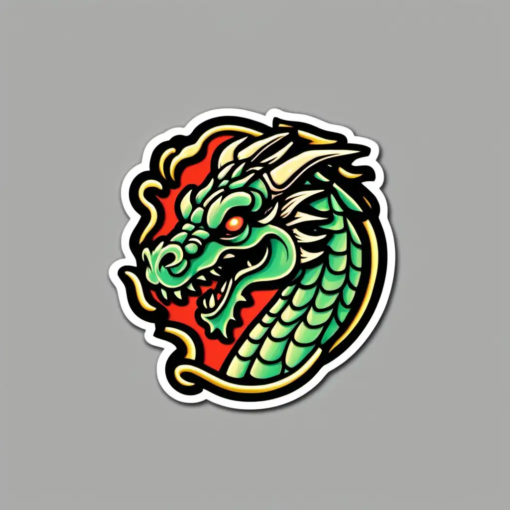Classic Retro Dragon Clipart Simple StickerLooking Patch Design