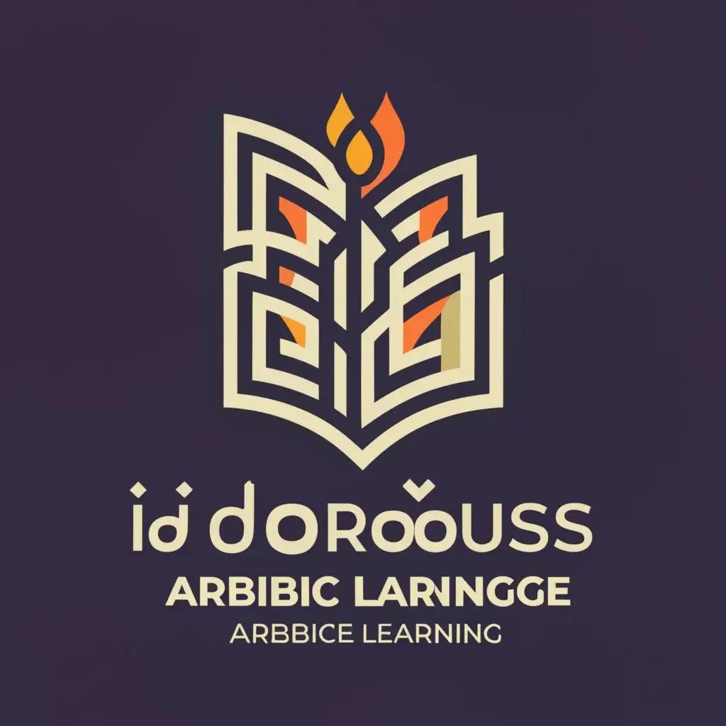 a logo design,with the text "i-dorouss

Arabic language leaning", main symbol:book,complex,be used in Education industry,clear background