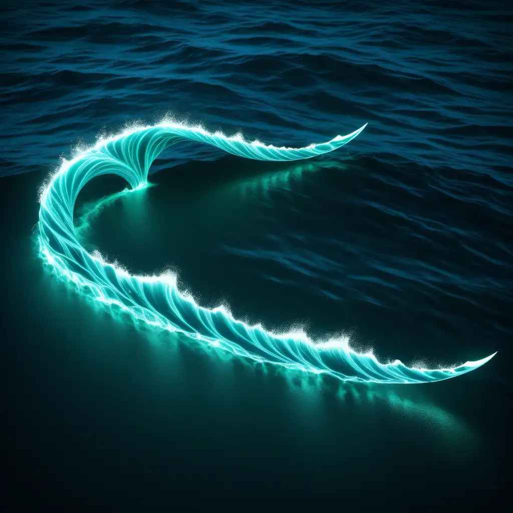 Radiant Teal Scimitar Resembling an Enchanting Ocean Wave