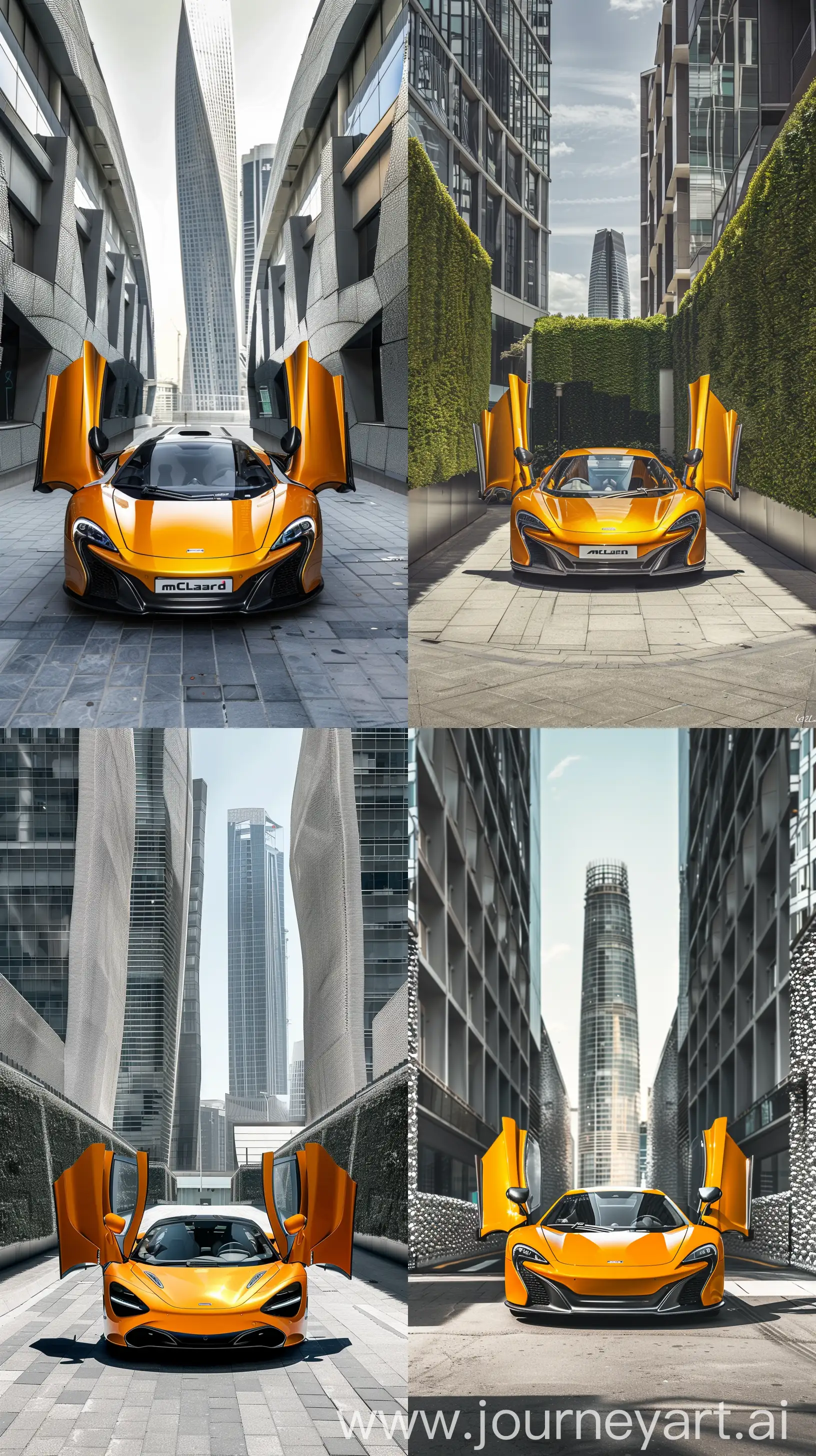 Vibrant-McLaren-Supercar-with-Opened-Doors-and-Urban-Skyline-Background