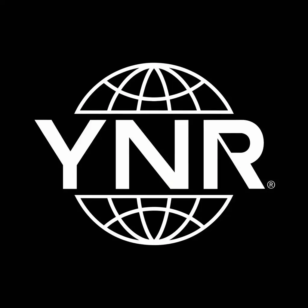 logo, Globe outline and star, with the text "YNR", typography
