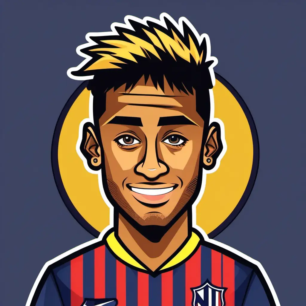 Cheerful Cartoon Depiction of Neymar in Action