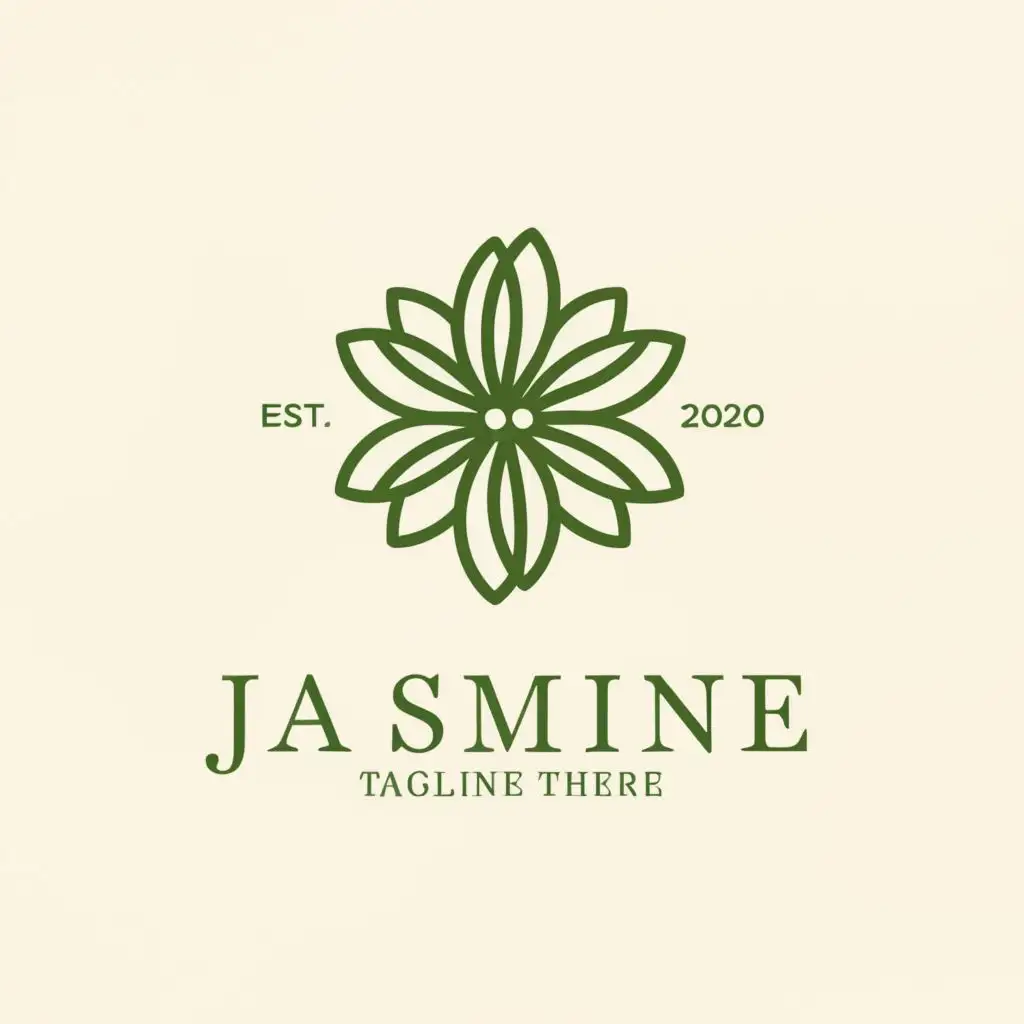 a logo design,with the text "Jasmine", main symbol:Jasmine Flower,Moderate,clear background