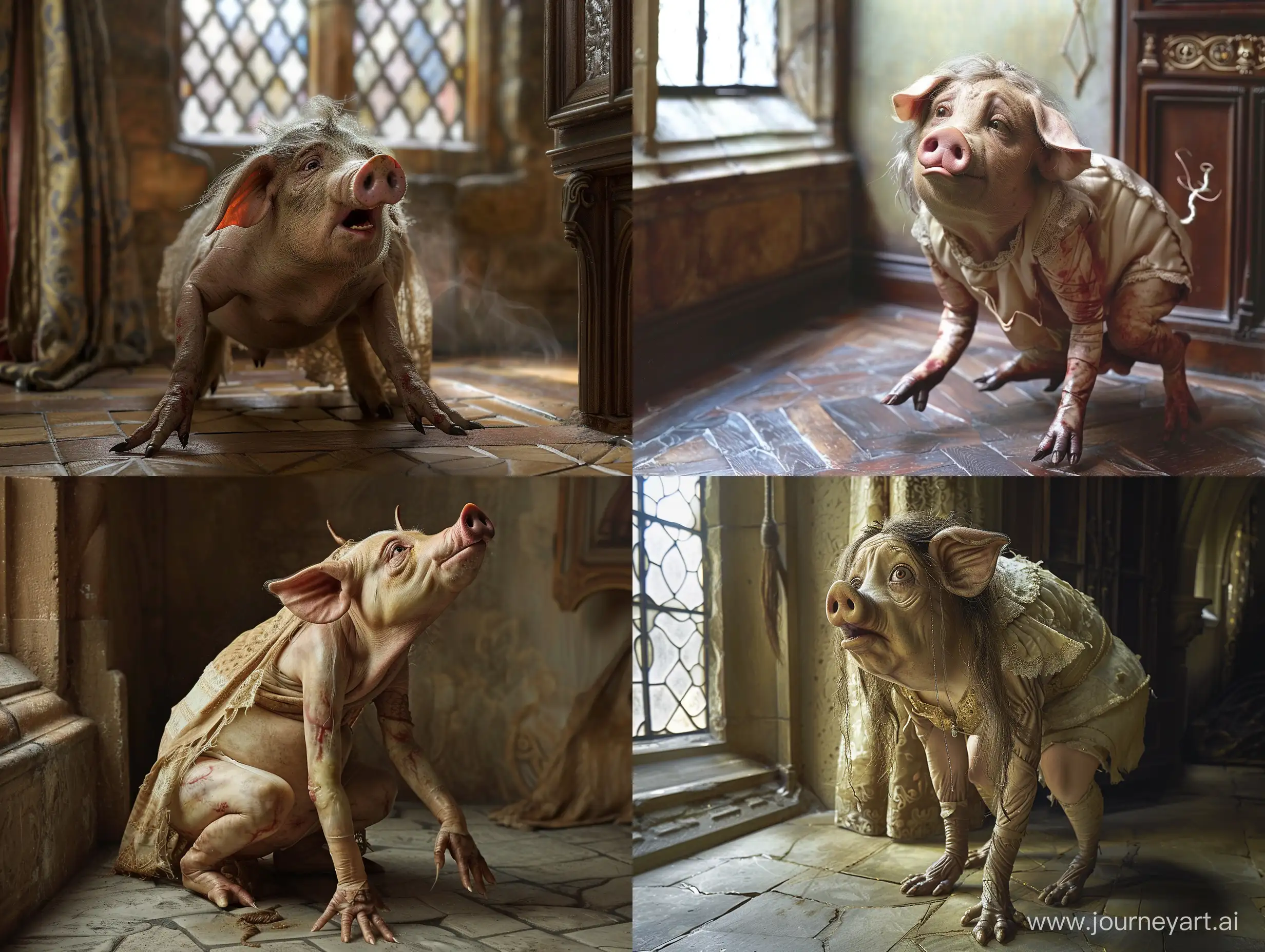 Medieval-Princess-Transformed-into-Pig-in-Confusion-and-Fear