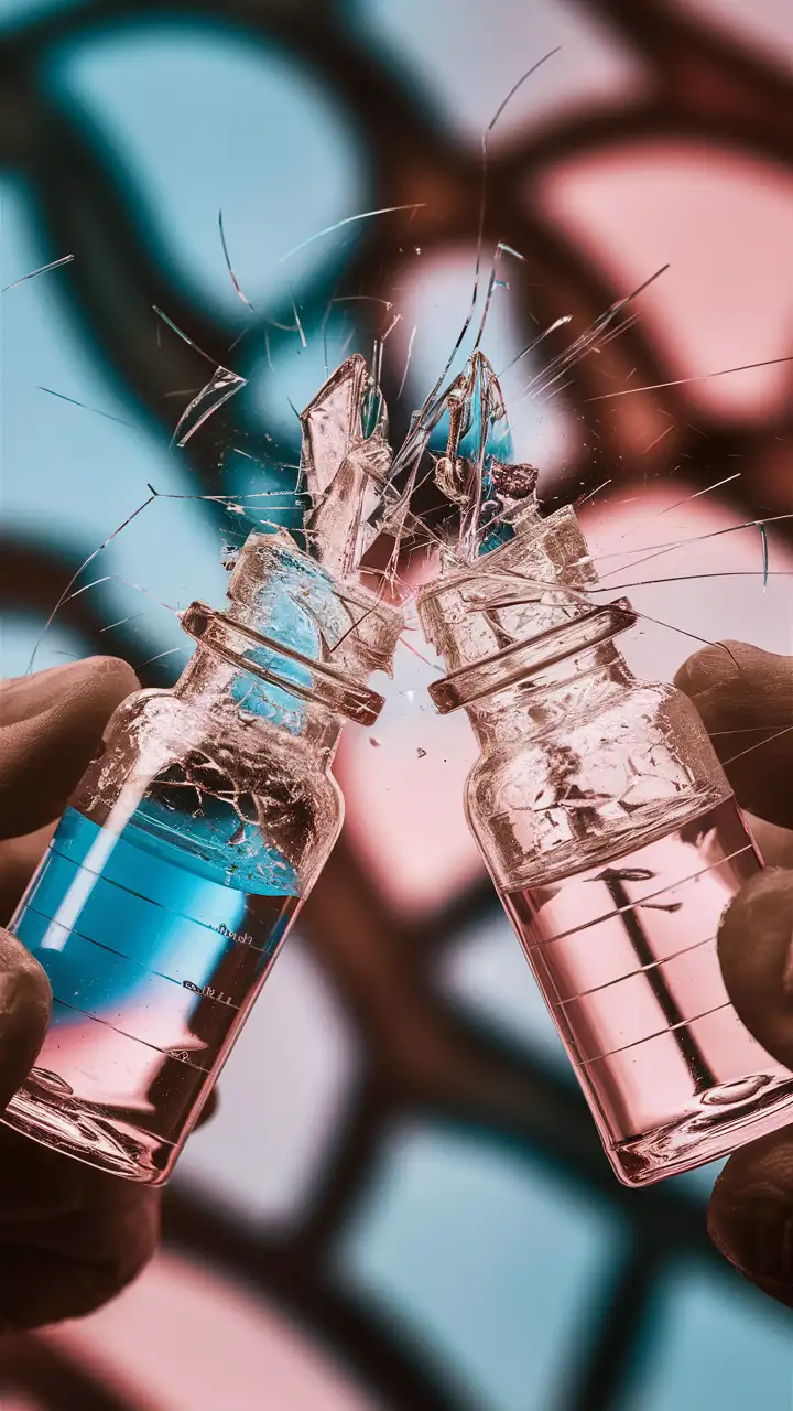 Shattering Glass Bottle on Concrete Surface