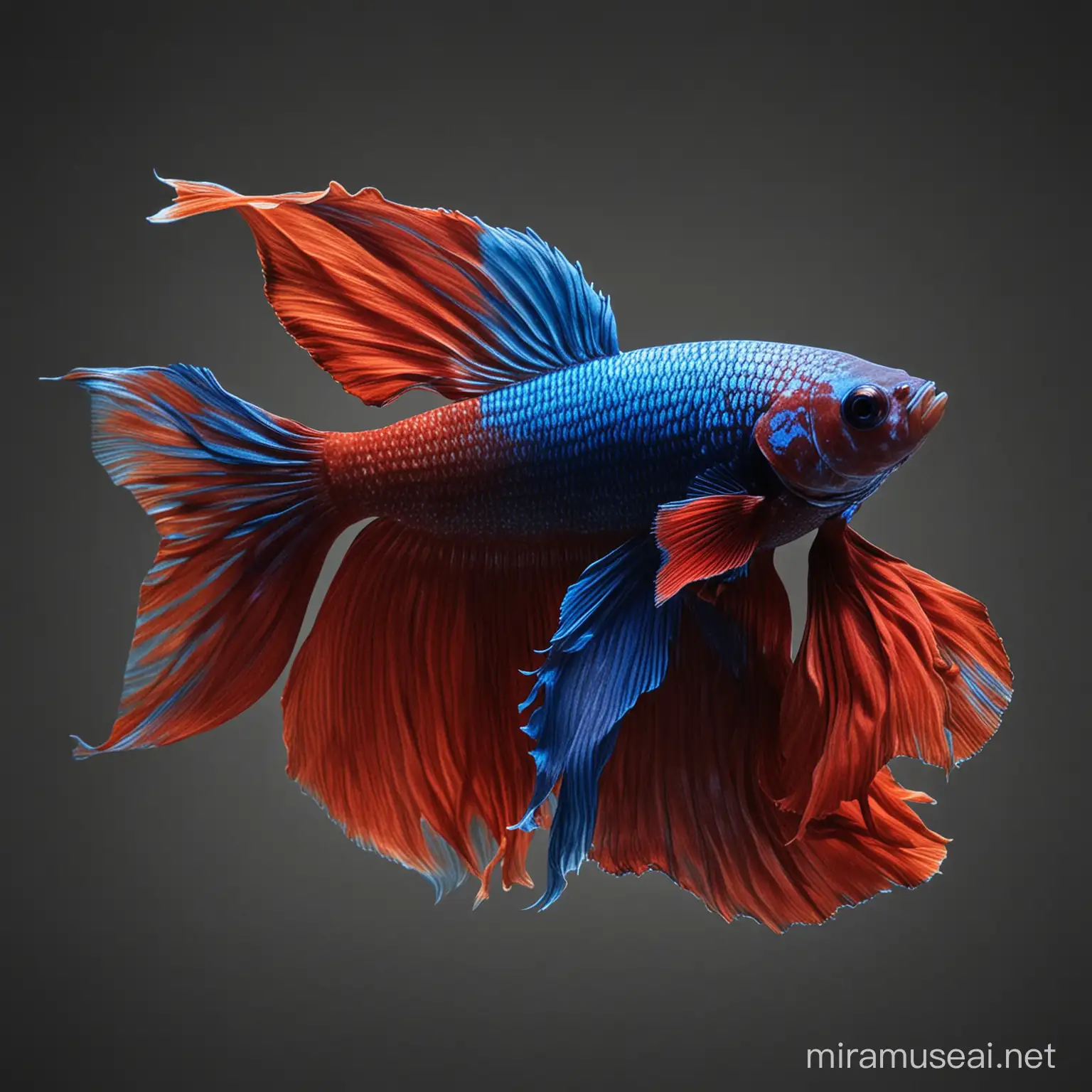 red and blue halfmoon betta fish
