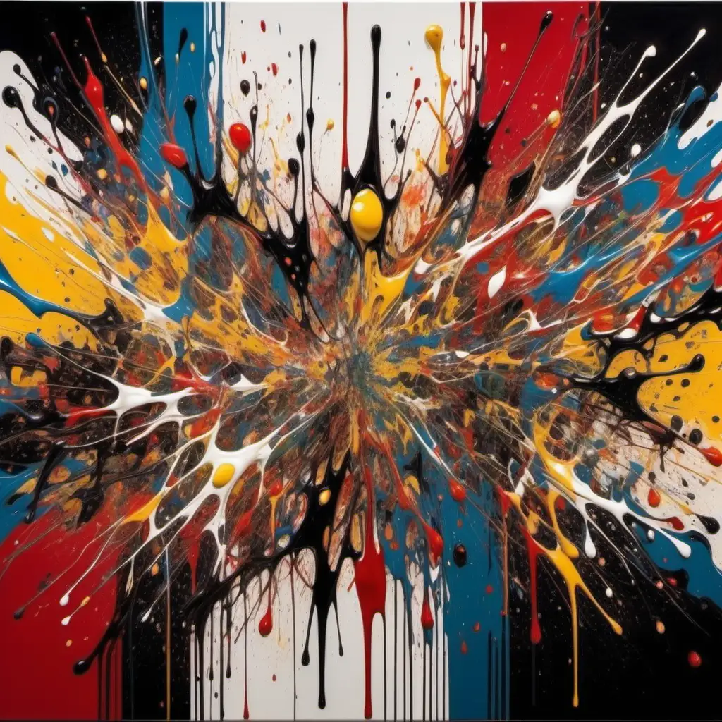 Abstract Urban Contemporary Art Vibrant Chaos Inspired by Jackson Pollock