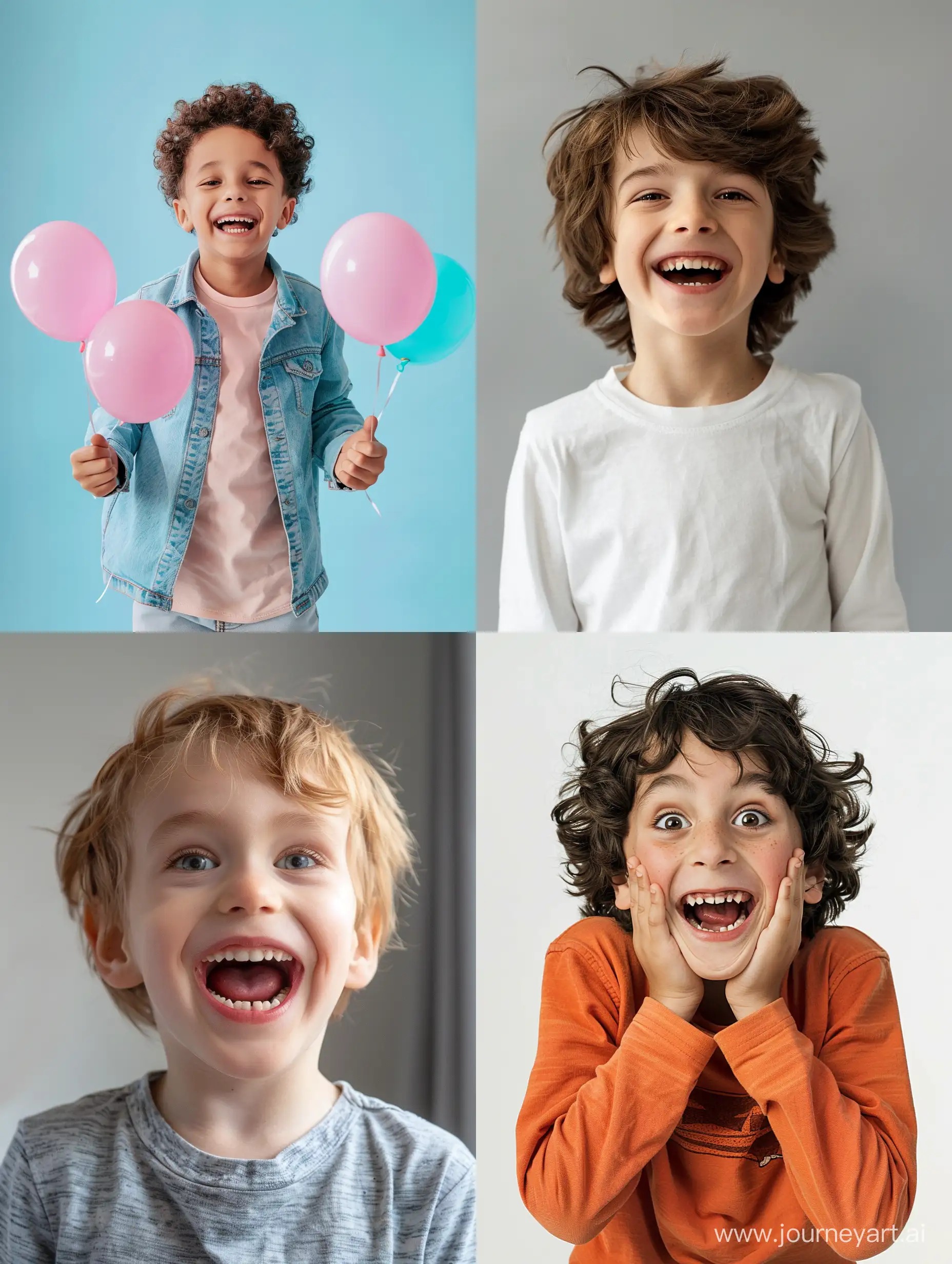 a boy with a happy surprising mood