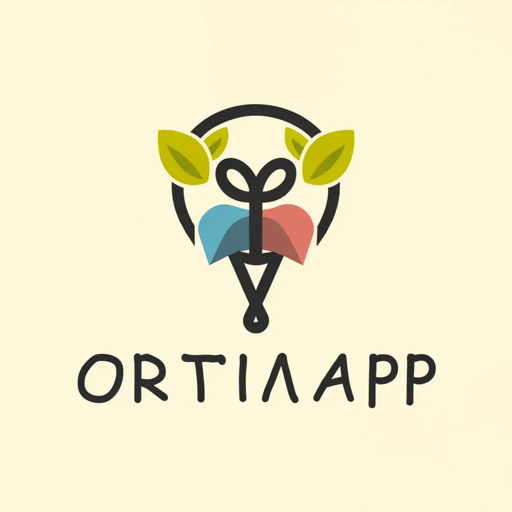 a logo design,with the text 'ortimapp', main symbol:centered map pin with a tree and grape on both sides,Minimalistic,clear background