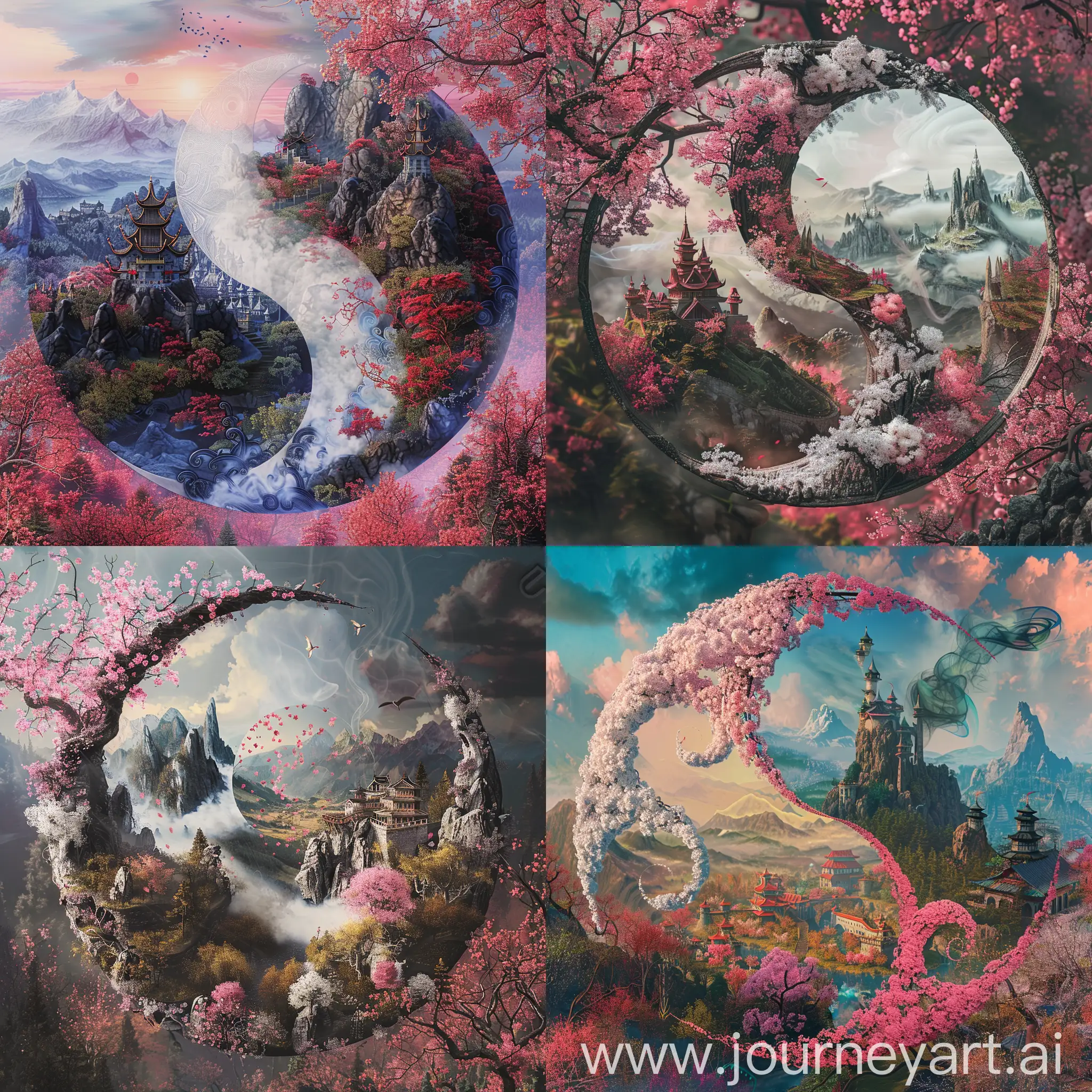 Yin-Yang-Fractal-Art-Vivid-3D-Hyperdetailed-Landscapes-with-Cherry-Blossoms