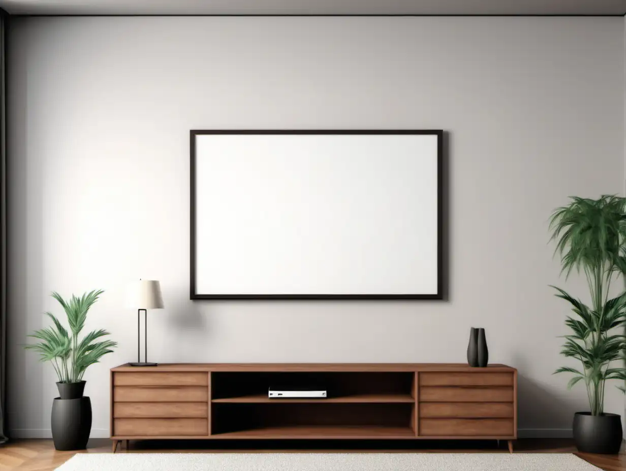 Blank Canvas Picture Frame in Modern Living Room Setting