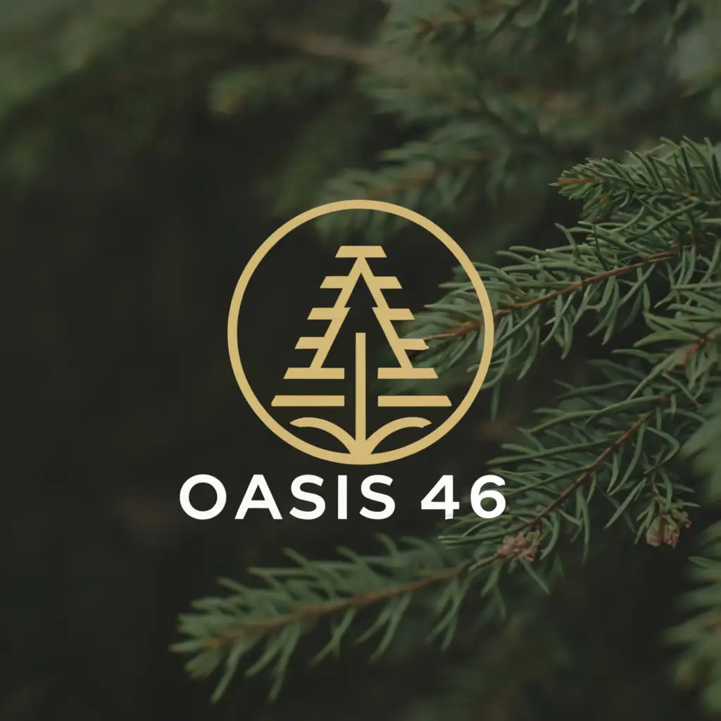 a logo design,with the text "Oasis 46", main symbol:Spruce tree,complex,clear background