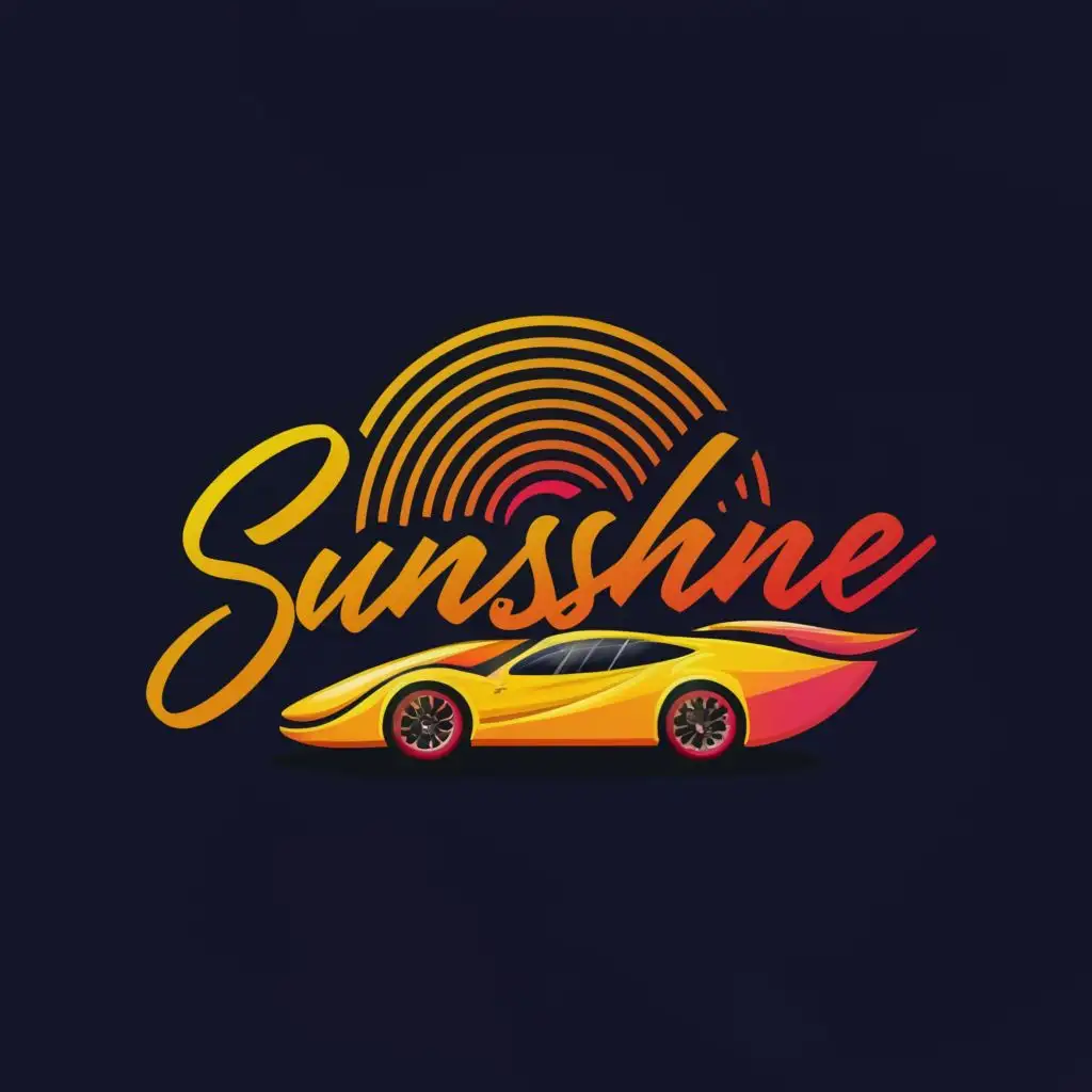 LOGO-Design-For-SunShine-Dynamic-Font-with-Luxury-Car-and-Radiant-Sun-Theme