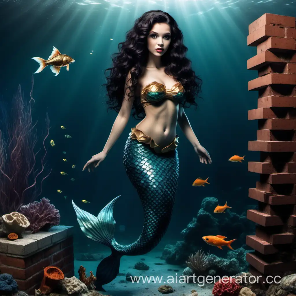Enchanting-DarkHaired-Mermaid-Amidst-Underwater-Brick-Walls