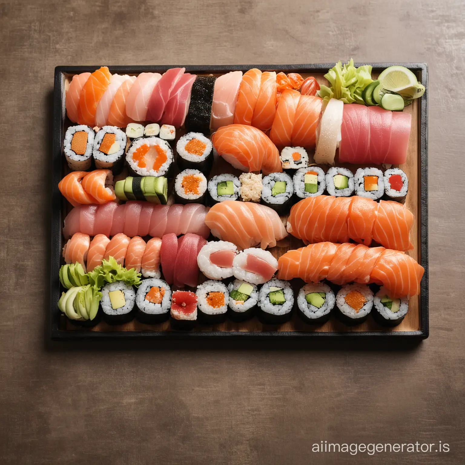 Assortment of sushi and sashimi
