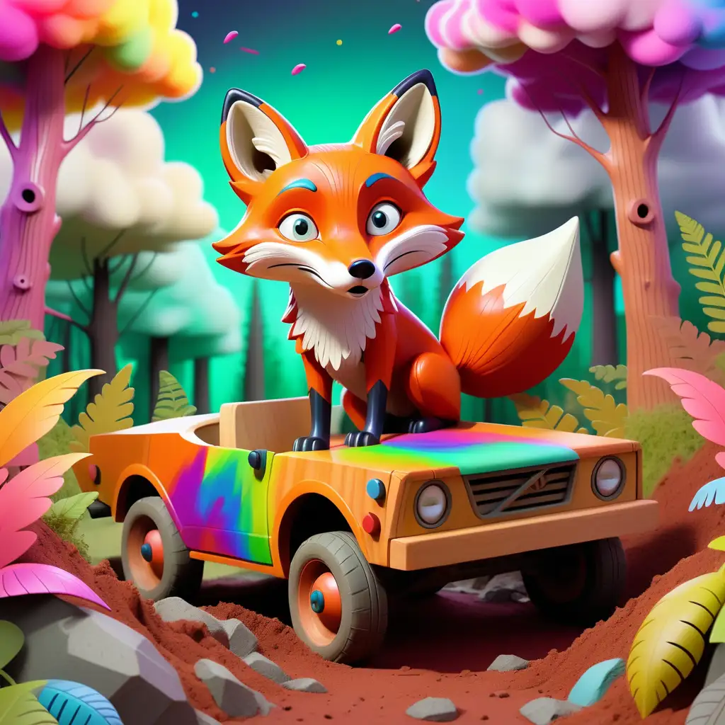 Curious Fox in Vibrant Forest Landscape with Playful Scenes