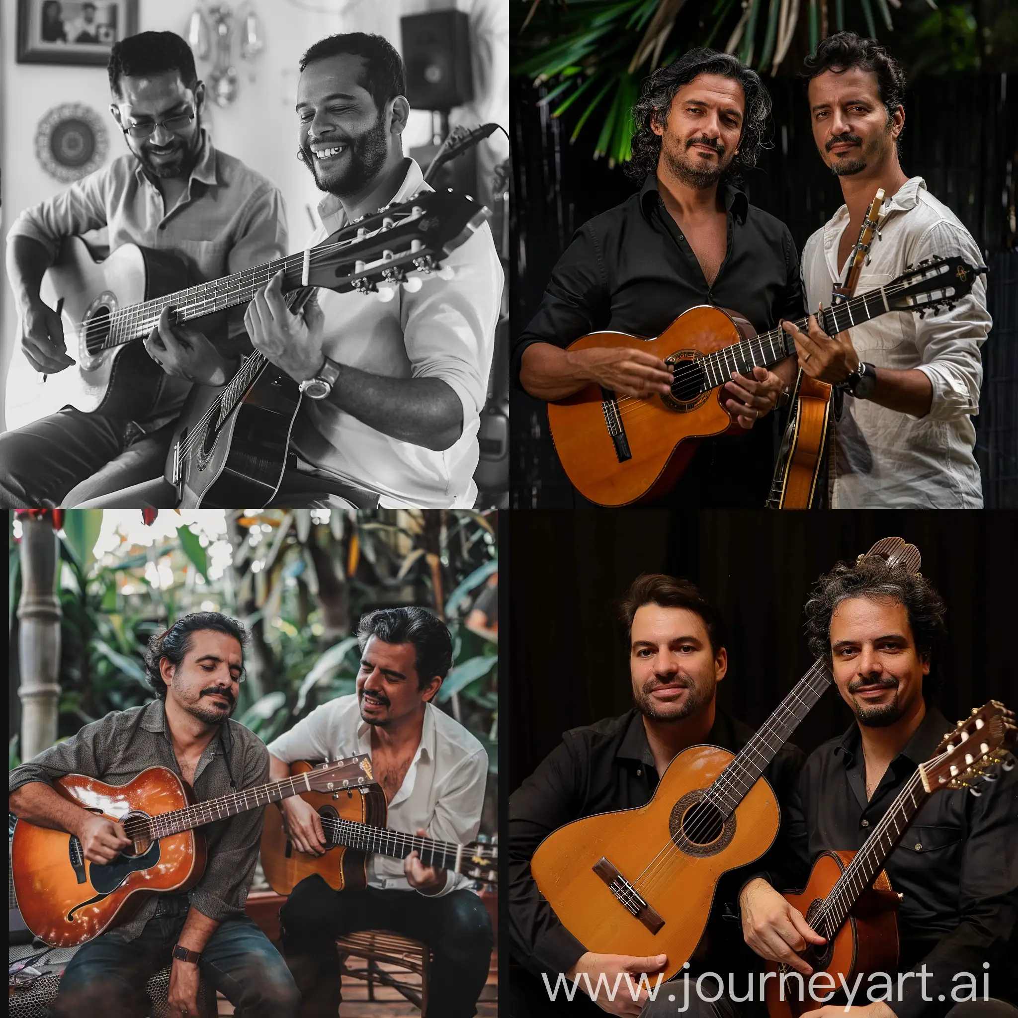 Musicians-Bernard-Rehermann-and-Nandico-Saldanha-Performing-with-Guitars