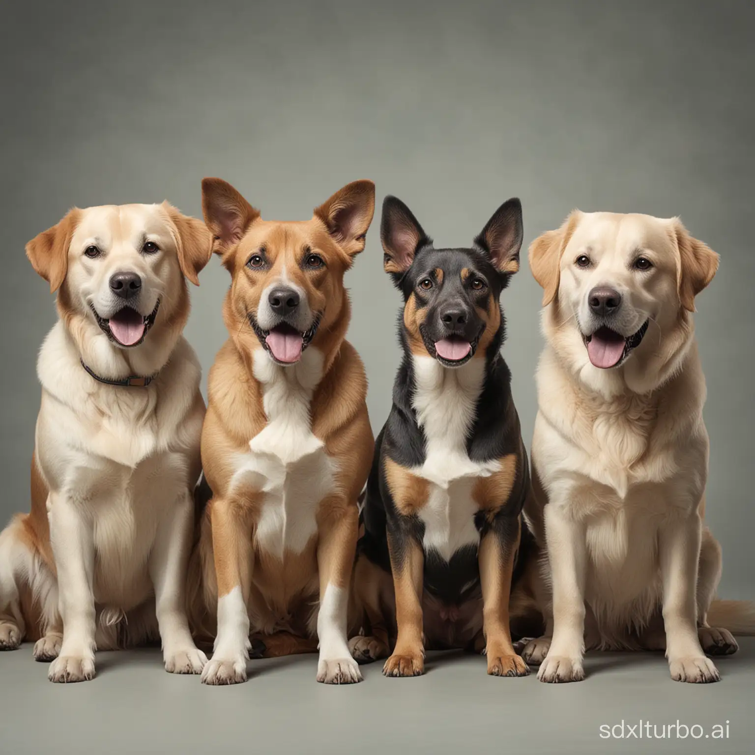 create an image with three dogs