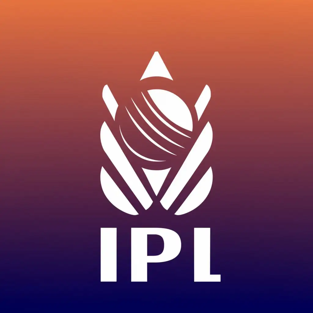 a logo design,with the text "IPL", main symbol:Create a logo Cricket Ball hitting the stumps Looking like a Trophy, in sides of the Logo would be abstract Pattern,Minimalistic,be used in Sports Fitness industry,clear background