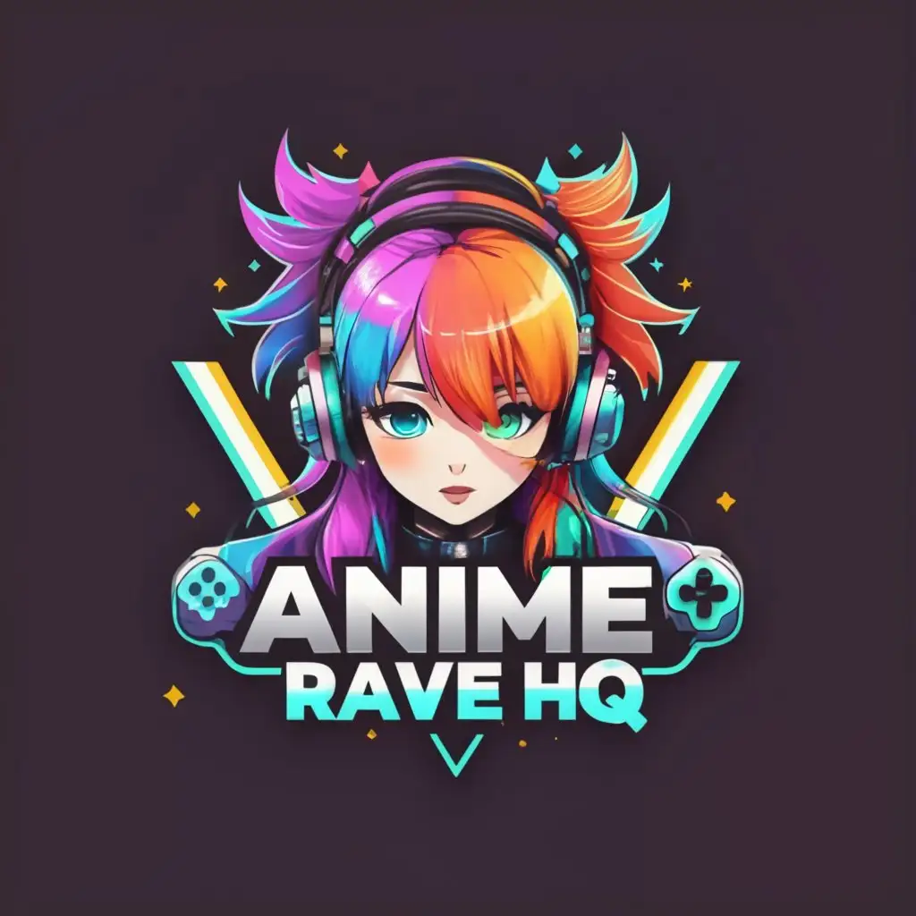 a logo design,with the text "Anime Rave HQ", main symbol:Anime and Gamer Style,Moderate,clear background