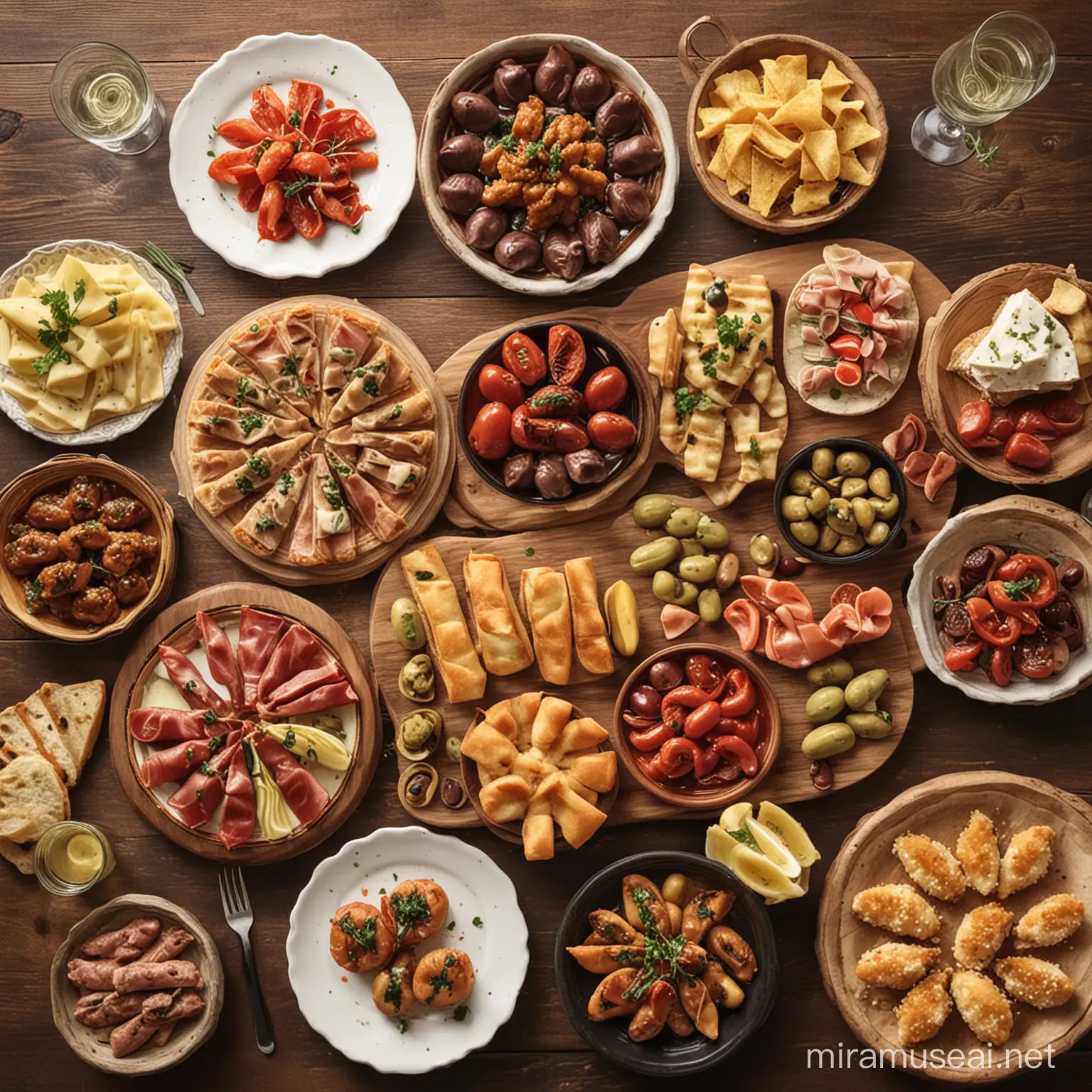 Colorful Tapas Spread Vibrant Spanish Appetizers Display
