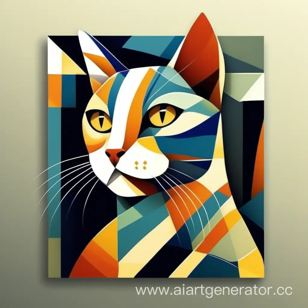 Abstract-Cubist-Interpretation-of-a-Cat