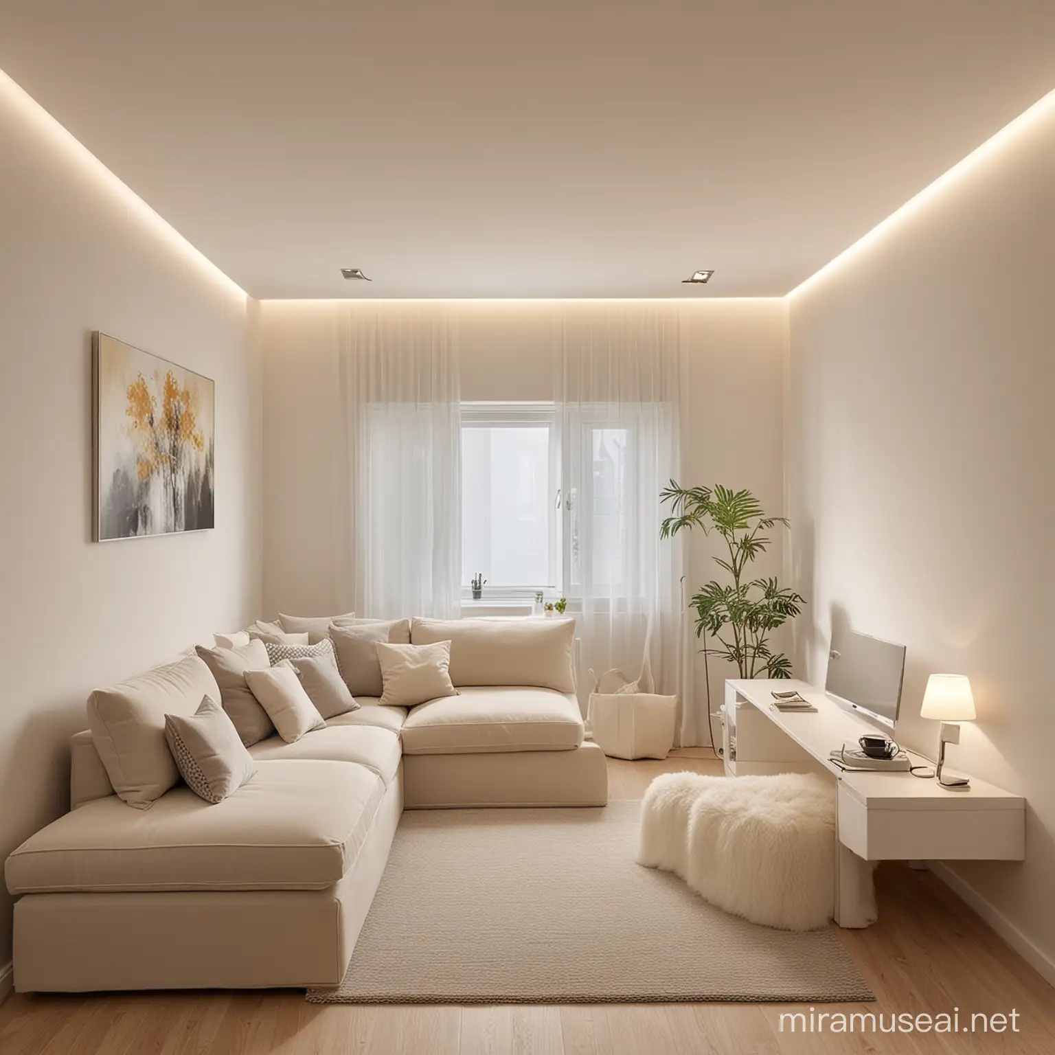 small roon with light interior
