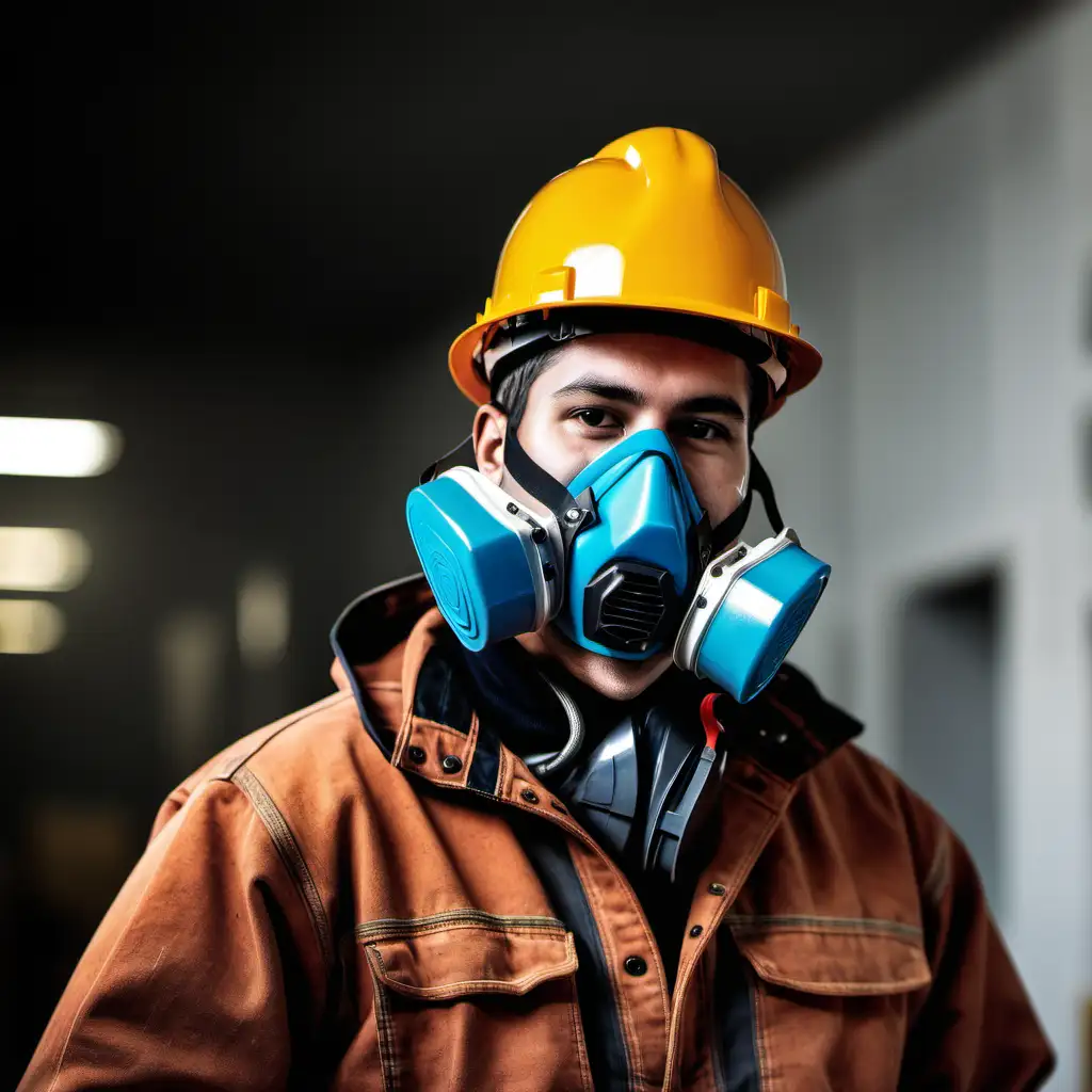 Worker Wearing Respiratory Protection Mask in Industrial Setting