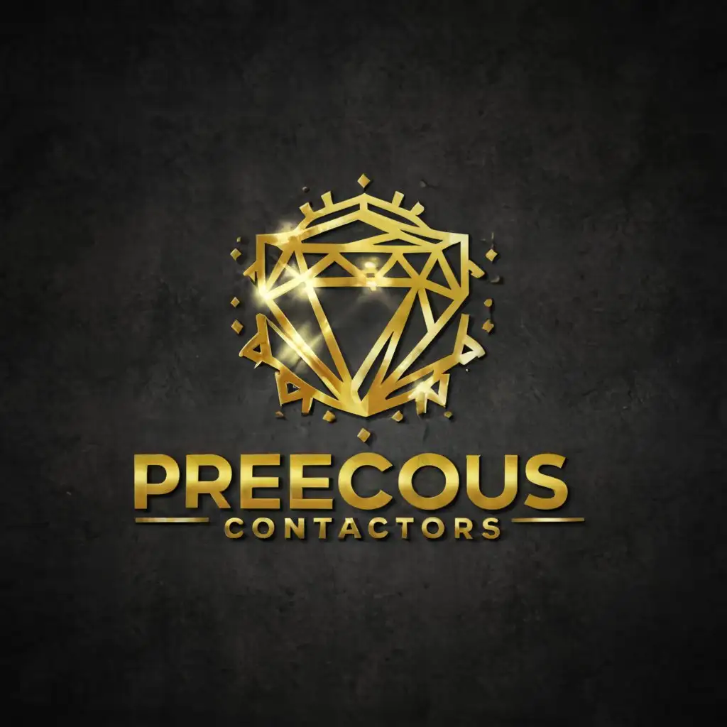 a logo design,with the text "precious contractors", main symbol:shining stone,complex,be used in Construction industry,clear background