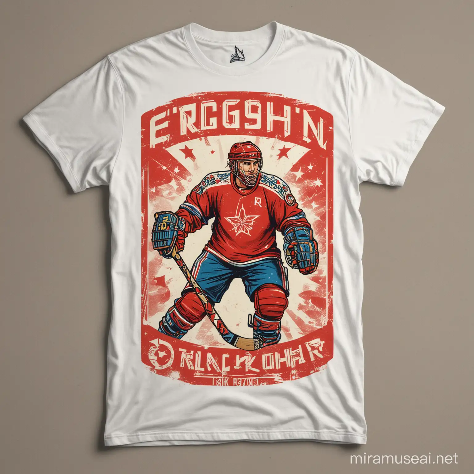 SovietInspired Roller Hockey Defenceman Poster Rushin TShirt Pun