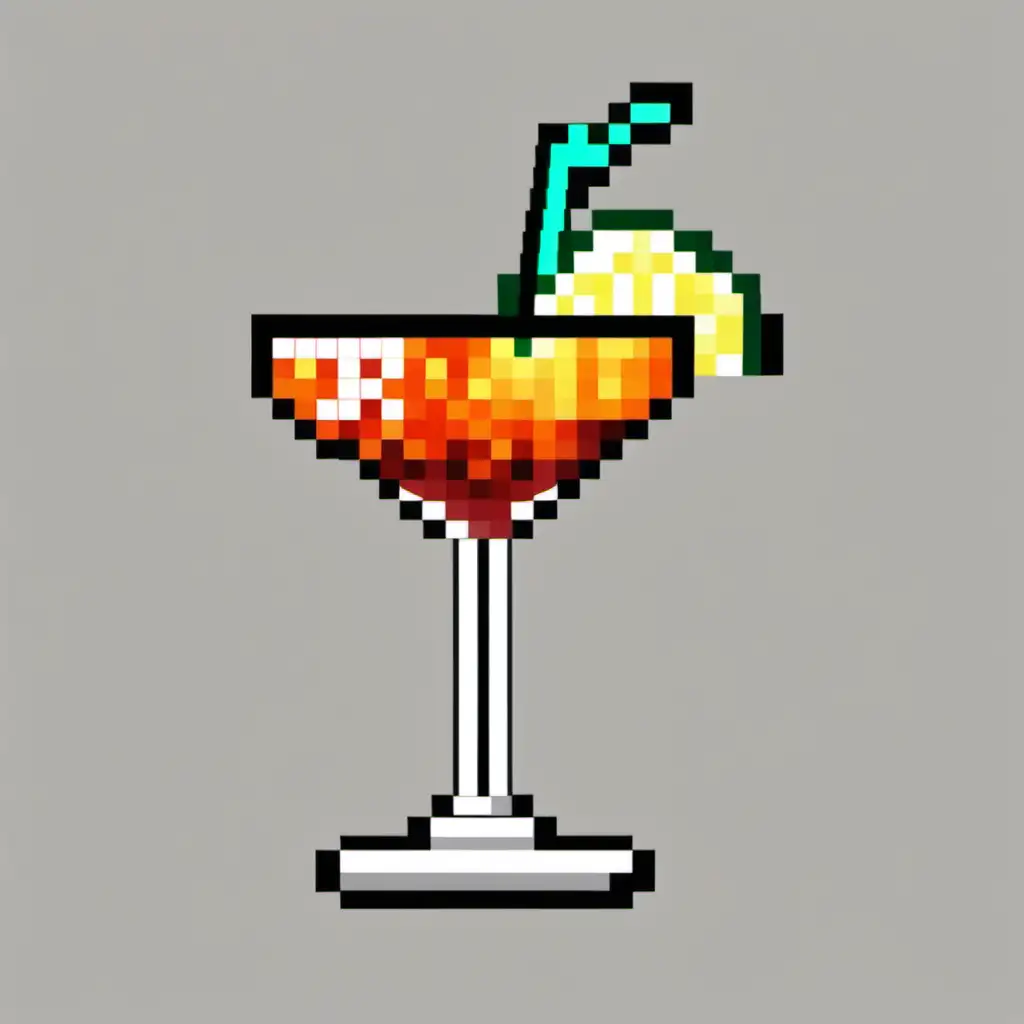 generate pixel art of the IBA cocktail: Paradise cocktail. It should have a black pixel outline.