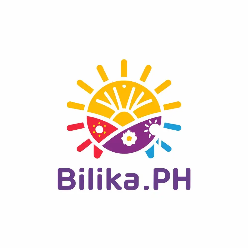 a logo design,with the text "bilika.ph", main symbol:sun, stars, colours on the Philippine flag, globe,complex,be used in Internet industry,clear background