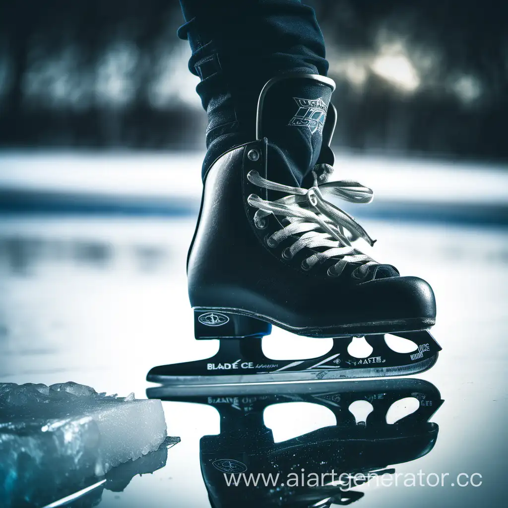 Ice-Skater-Gliding-on-Reflective-Rink-with-Blades