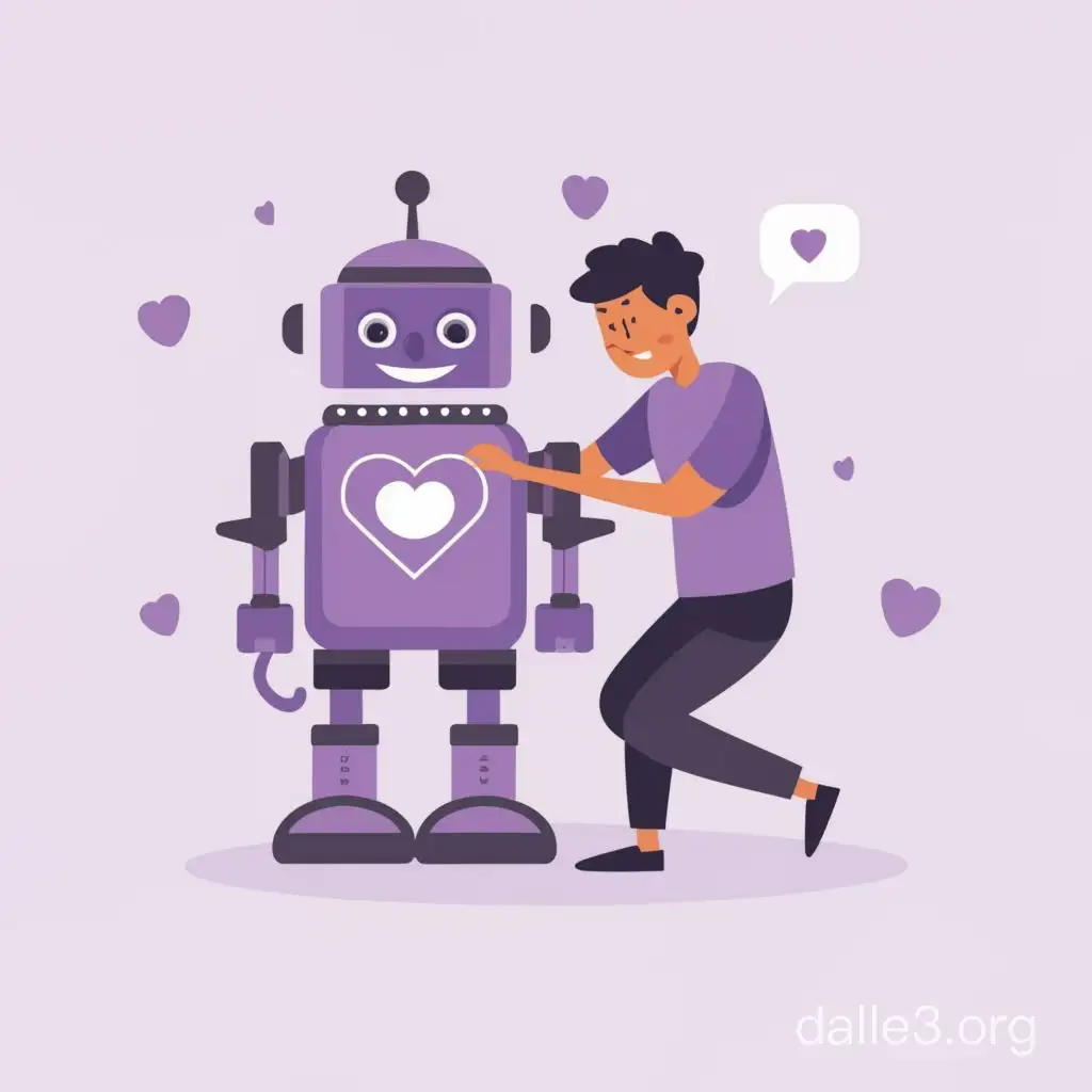 робот любит людей в фиолетовом цвете