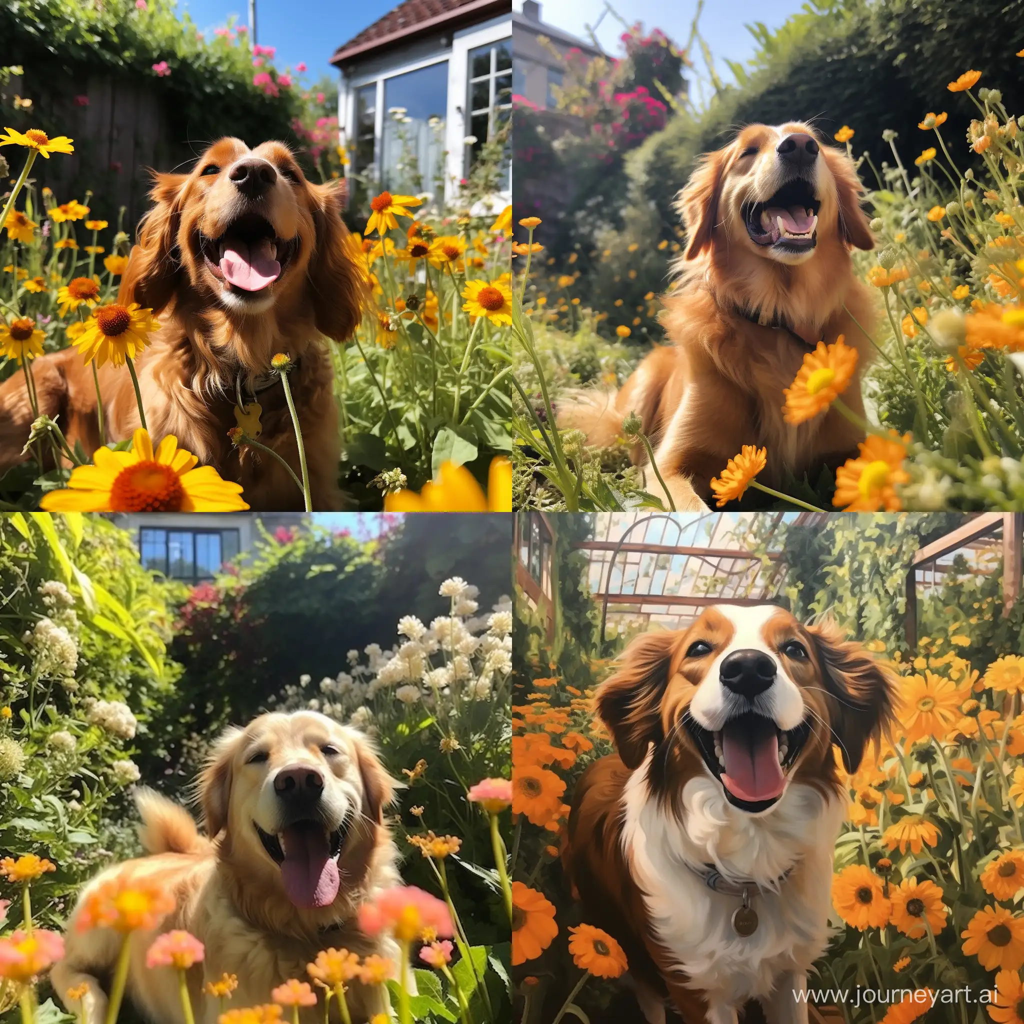 Joyful-Canine-Frolicking-in-Vibrant-Garden-Setting