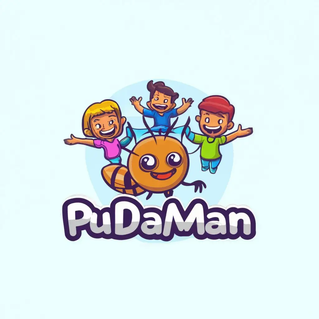 a logo design,with the text "pudaman", main symbol:Mosquitoes and happy children,Moderate,be used in Medical Dental industry,clear background