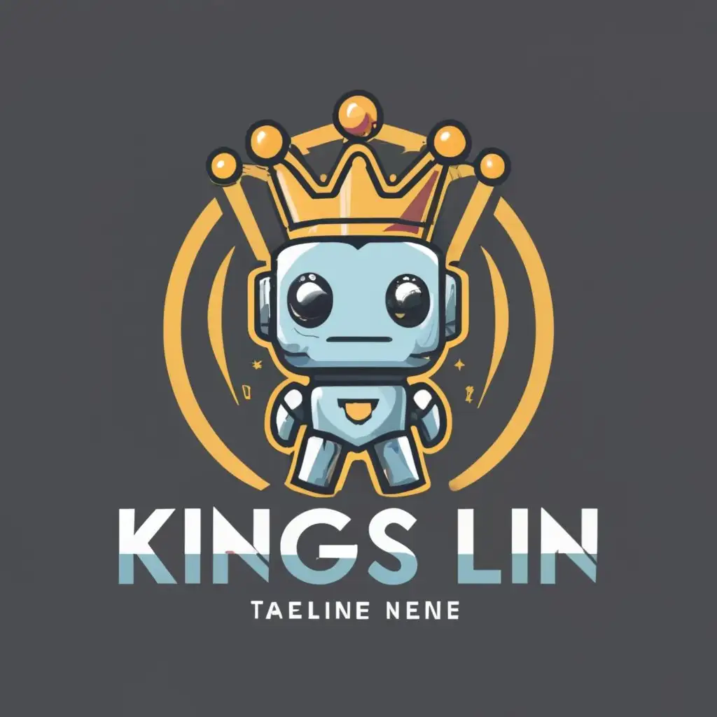 logo, robot with crown, with the text "Kings Lin", typography, be used in Sports Fitness industry