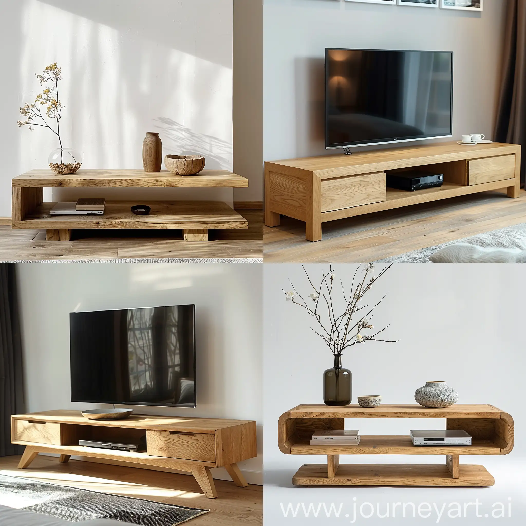 wooden tv table modern minimalistic style oak
