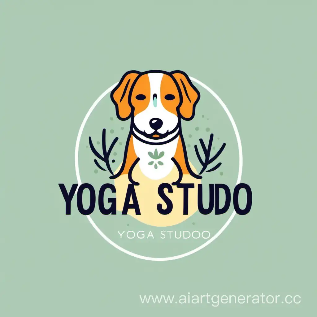 логотип студии йоги с собакой