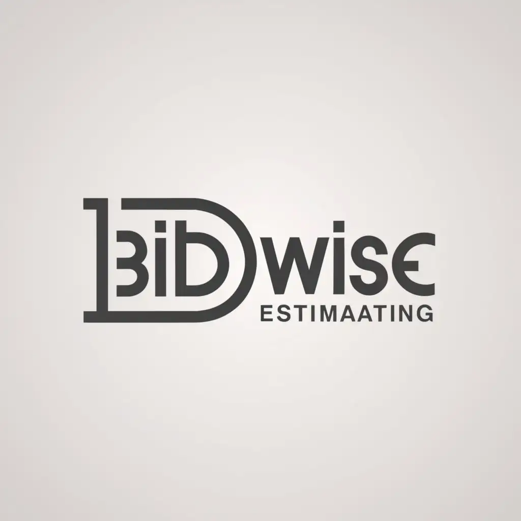 a logo design,with the text "Bidwise Estimating", main symbol:Complex play of the word Bidwise to create a unique way to create a symbol that shows strength and professionalism,Minimalistic,be used in Construction industry,clear background