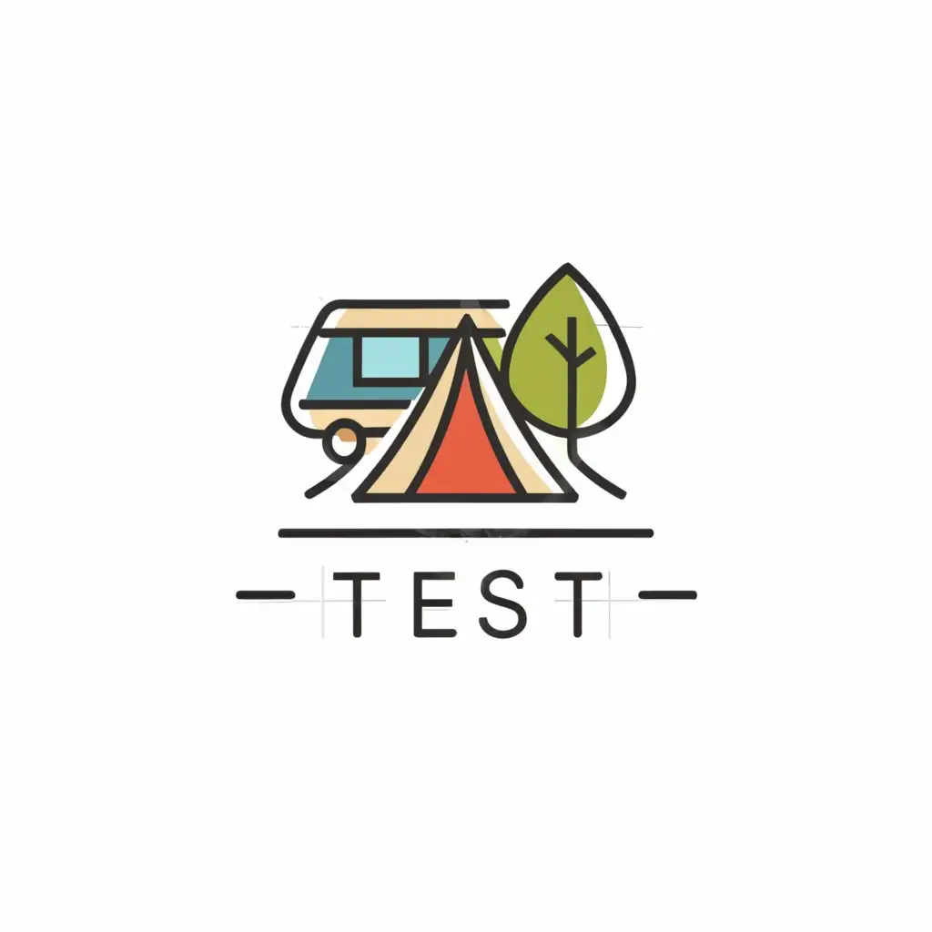 a logo design, with the text 'test', main symbol: tent and caravan logo, Moderate, be used in Travel industry, clear background